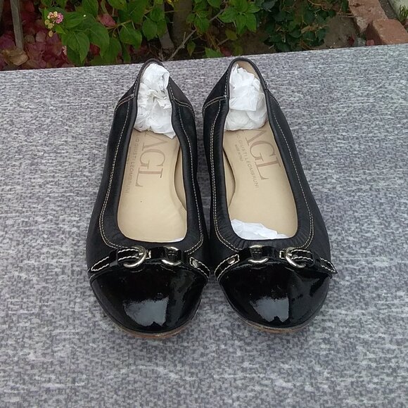 AGL Made in Italy Women's Monika Cap Toe Ballet Leather Flats Black Size 38=8 - Picture 7 of 13
